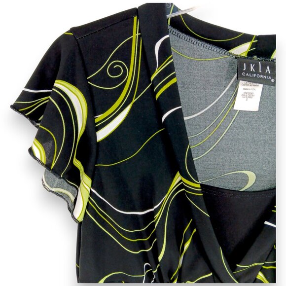 JKLA Women's Top- SMALL- Black-Green-Cream-Dressy-Casual-Short sleeve-loose - Picture 4 of 9